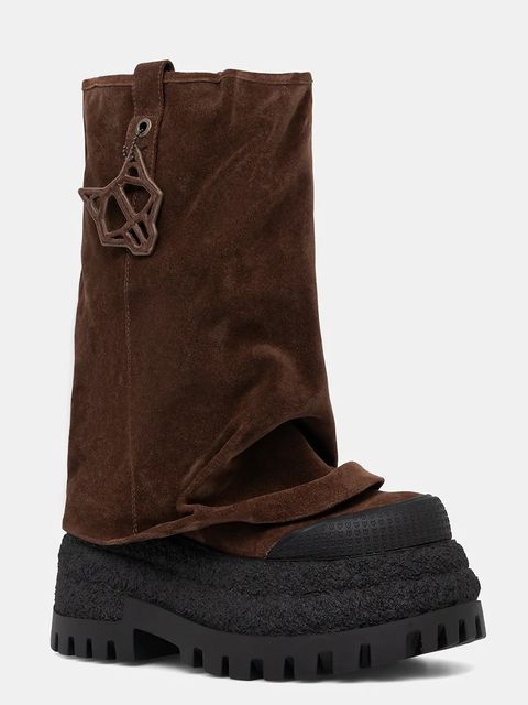 Naked Wolfe kozaki zamszowe Disturb damskie kolor brązowy na platformie Disturb Chocolate Suede - zdjęcie produktu nr 1