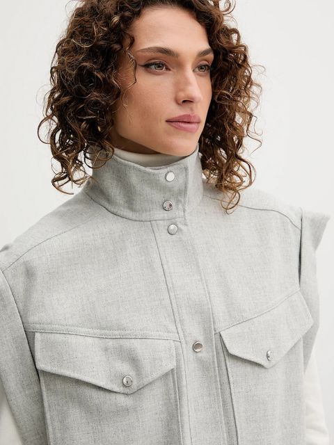 BOSS Orange bezrękawnik z dodatkiem wełny kolor szary przejściowy 50547683