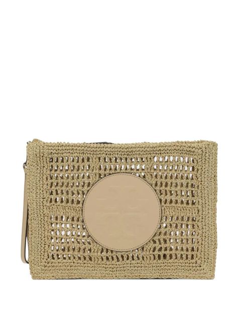 Tory Burch Ella logo-patch clutch bag - Neutrals - zdjęcie produktu nr 1