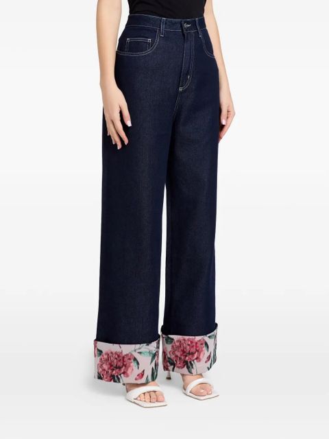 Marques'Almeida floral-cuff jeans - Blue - zdjęcie produktu nr 1