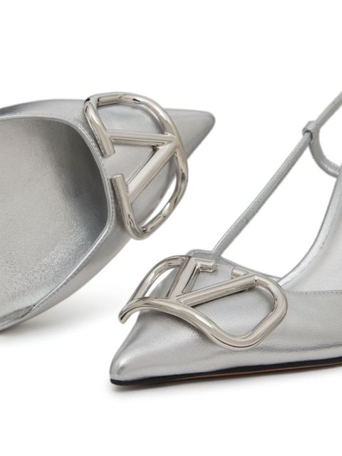 Valentino Garavani 80mm VLogo slingback pumps - Silver