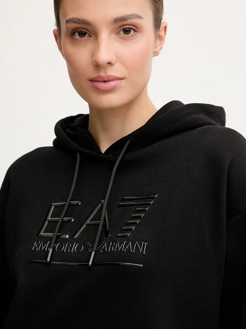 EA7 Emporio Armani bluza damska kolor czarny z kapturem z aplikacją AF10377-7W000422