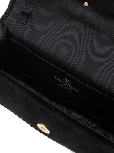 Valentino Garavani Locò jewel-embellished velvet clutch - Black