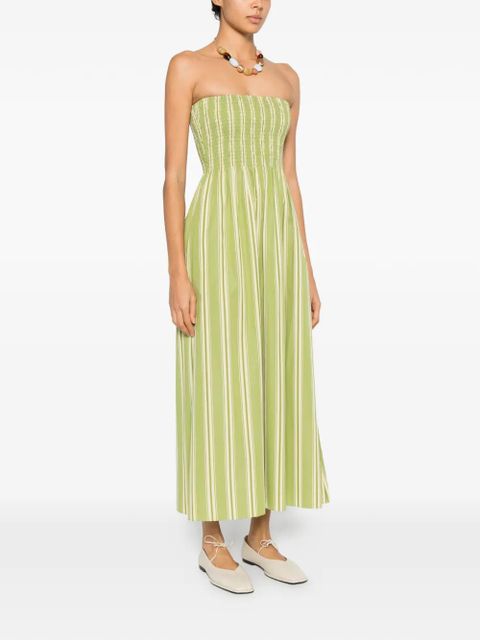 Faithfull the Brand Jamie Midi striped smocked dress - Green