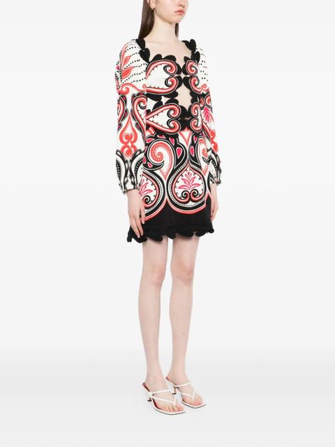 FARM Rio graphic cut-out hearts mini dress - White