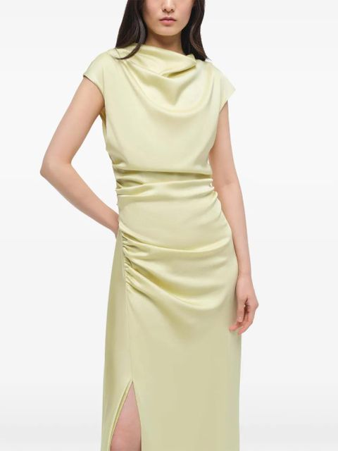 Simkhai Burke draped gathered satin midi dress - Yellow