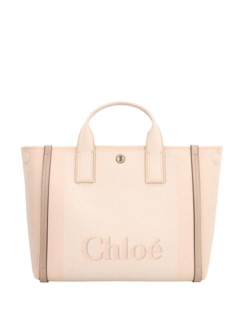 Chloé small Carry logo-detail canvas tote bag - Pink - zdjęcie produktu nr 1