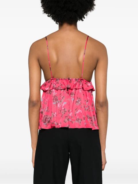 GANNI floral-print satin top - Pink - zdjęcie produktu nr 2