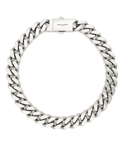 Saint Laurent logo-engraved necklace - Silver