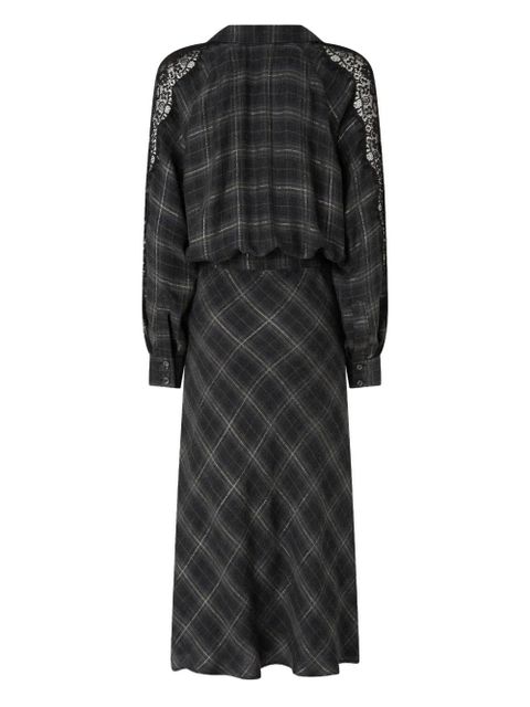 PINKO lace-insert check midi dress - Black - zdjęcie produktu nr 2