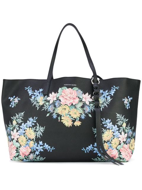 Alexander McQueen floral tote bag - Black - zdjęcie produktu nr 1