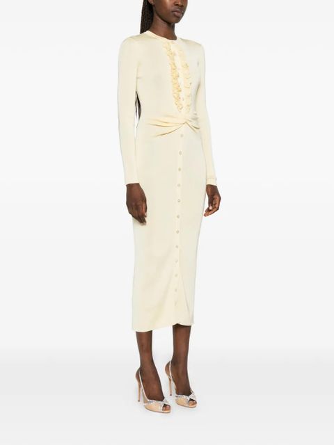 Self-Portrait ruffled twist-detail dress - Yellow