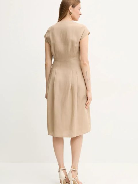 Twinset sukienka z domieszką lnu kolor beżowy mini rozkloszowana 251TT2072 - zdjęcie produktu nr 2