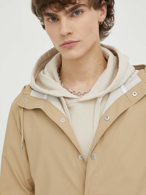 Rains kurtka przeciwdeszczowa 12020 Long Jacket kolor beżowy przejściowa 12020.24-24Sand