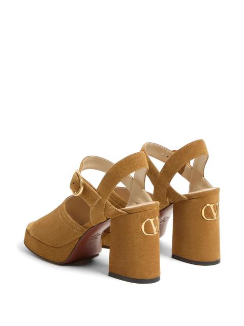 Valentino Garavani Fawcette platform crust leather sandals 100mm - Brown