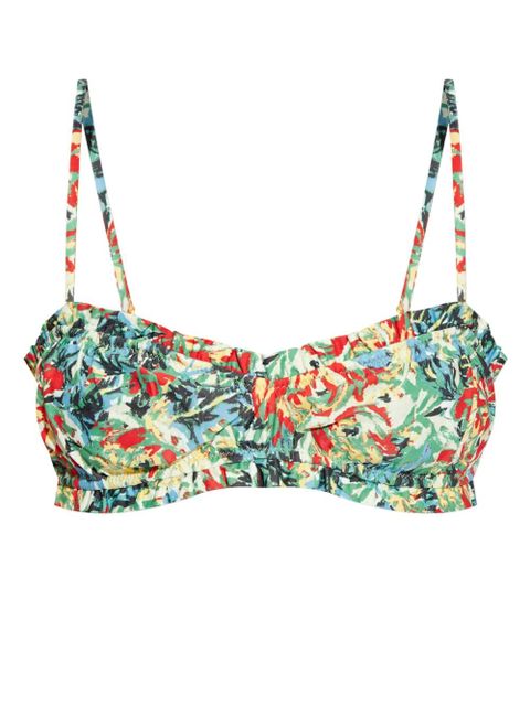 GANNI ruffle-trim bandeau top - Blue - zdjęcie produktu nr 1