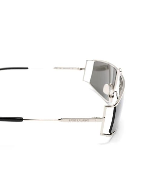 Saint Laurent Eyewear metallic square-framed sunglasses - Silver