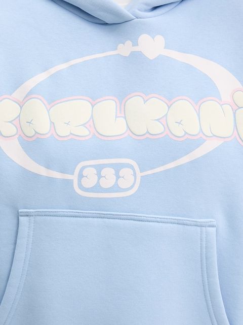 Karl Kani bluza damska kolor niebieski z kapturem z nadrukiem 61210082