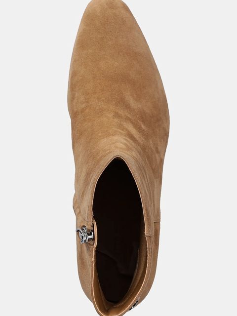 Lauren Ralph Lauren botki zamszowe Demi damskie kolor beżowy na słupku 802974504001