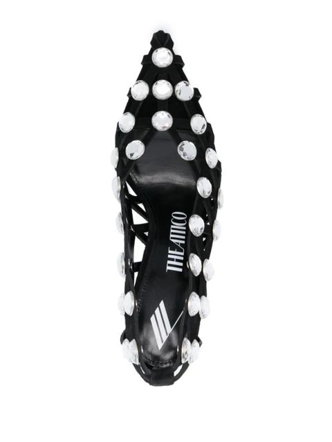 The Attico Grid 105mm rhinestone-embellished pumps - Black