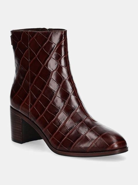 Lauren Ralph Lauren botki skórzane Cassie damskie kolor bordowy na słupku 802951301002