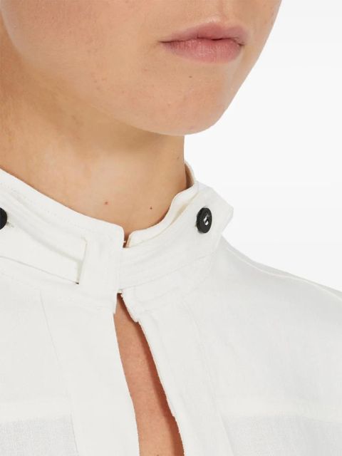 Ferragamo frog-collar long-sleeved kaftan - White