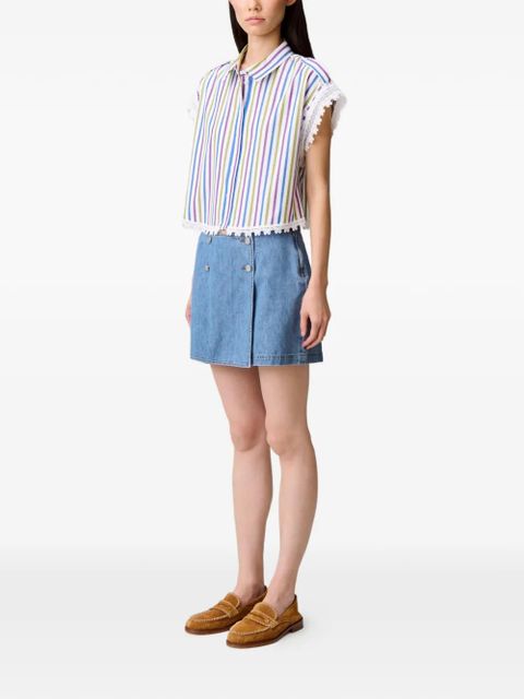 Claudie Pierlot striped lace shirt - White