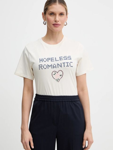 Weekend Max Mara t-shirt bawełniany WEST damski kolor beżowy 2615971041600 - zdjęcie produktu nr 1