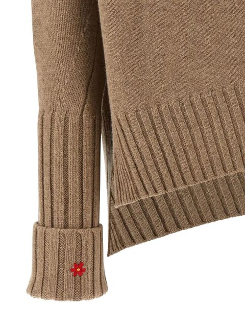 Tory Burch floral-embroidered ribbed sweater - Neutrals