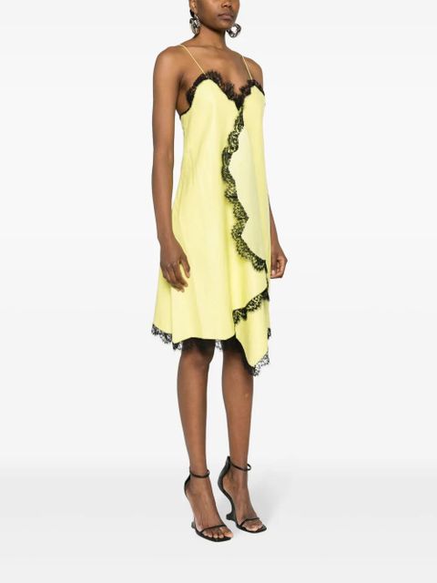 Off-White leather lace-detail dress - Yellow
