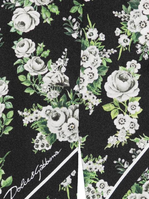 Dolce & Gabbana 6X100 SMALL FLOWER BOUQUET-PRINT SILK TWILL BANDEAU - Black