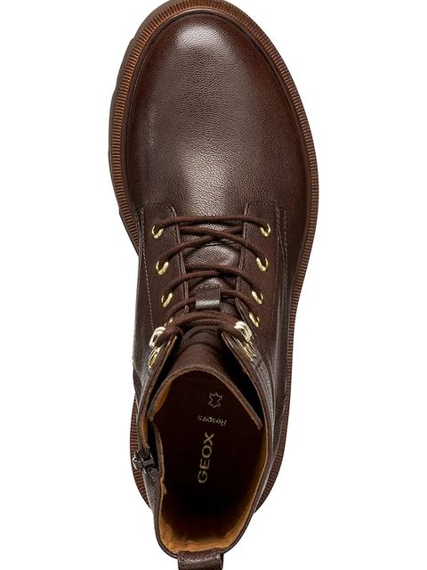 Geox botki skórzane D NORIZE damskie kolor brązowy na płaskim obcasie D564ZC 00081 C6006
