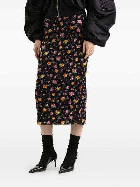 Dolce & Gabbana floral slit midi skirt - Black