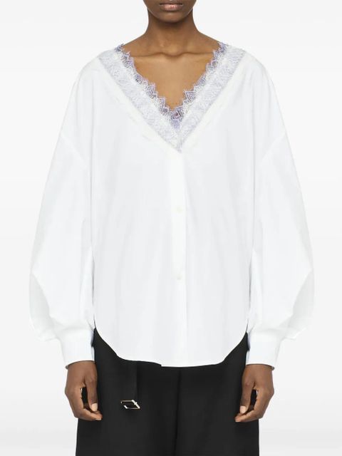JW Anderson V-neck lace-trim shirt - White - zdjęcie produktu nr 2