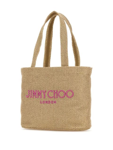 Jimmy Choo logo-embroidered shoulder bag - Neutrals