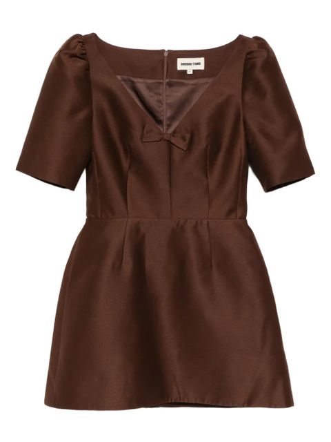 SHUSHU/TONG bow-detailing puff-sleeve dress - Brown - zdjęcie produktu nr 1