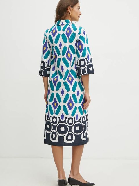 Luisa Spagnoli sukienka kolor niebieski midi prosta 542073 - zdjęcie produktu nr 2