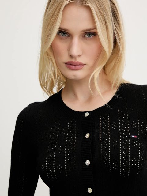 Tommy Jeans kardigan damski kolor czarny lekki DW0DW20966