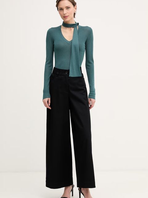 Sisley spodnie wide leg damskie bawełniane z elastanem - zdjęcie produktu nr 1