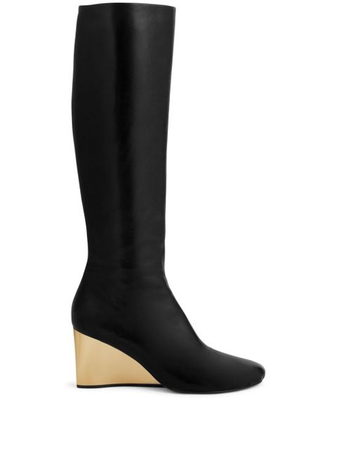 Rabanne wedge heel below-the-knee boots - Black - zdjęcie produktu nr 1