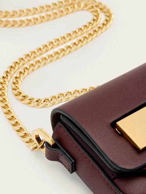 AllSaints torebka skórzana ETTA kolor bordowy W340XD