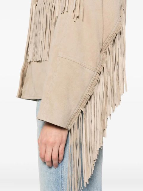 SANDRO fringed suede jacket - Neutrals