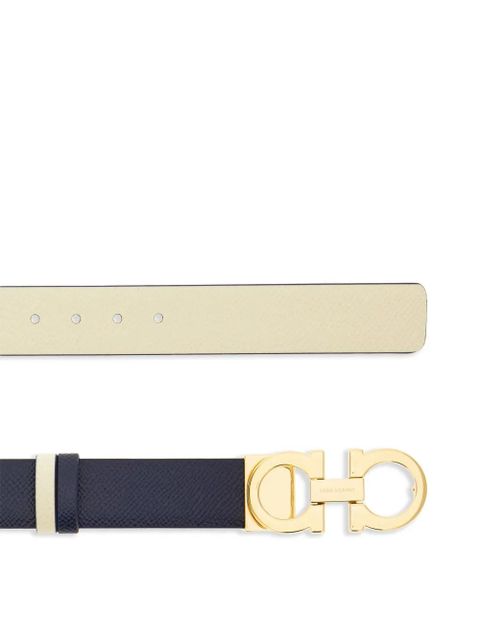 Ferragamo Gancini-plaque reversible leather belt - Blue