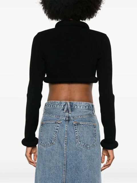 Jean Paul Gaultier padded-trim cropped cardigan - Black
