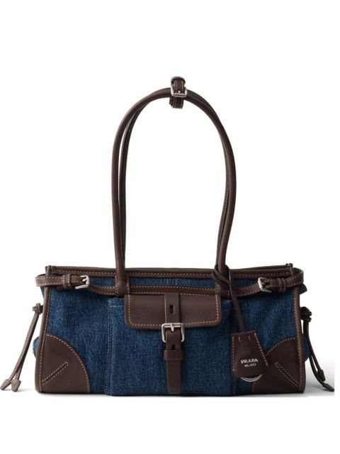 Prada Bonnie medium denim and leather handbag - Blue - zdjęcie produktu nr 1