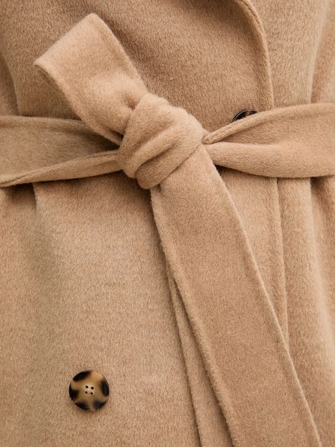 Pedro del Hierro płaszcz z dodatkiem wełny kolor beżowy 7522237