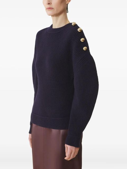 Lanvin ribbed-knit button-detail sweat - Black