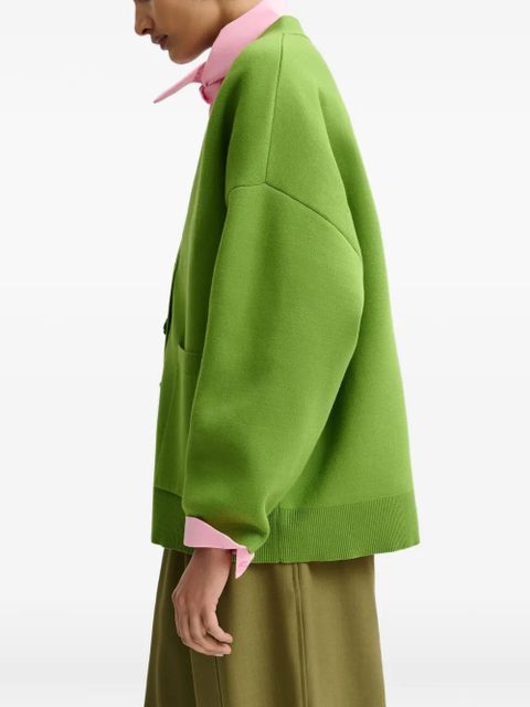 Essentiel Antwerp flower-button patch-pocket cardigan - Green