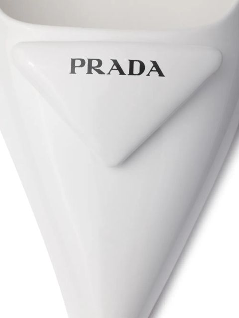 Prada triangle-logo pumps - White