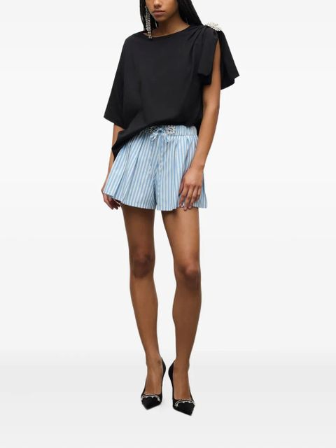 AREA pleated grommet shorts - Blue